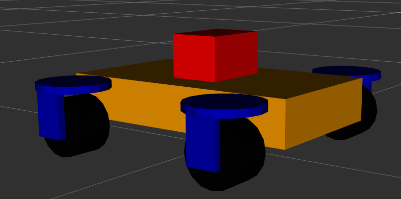 The Zinger swerve robot as seen from the side in RViz.